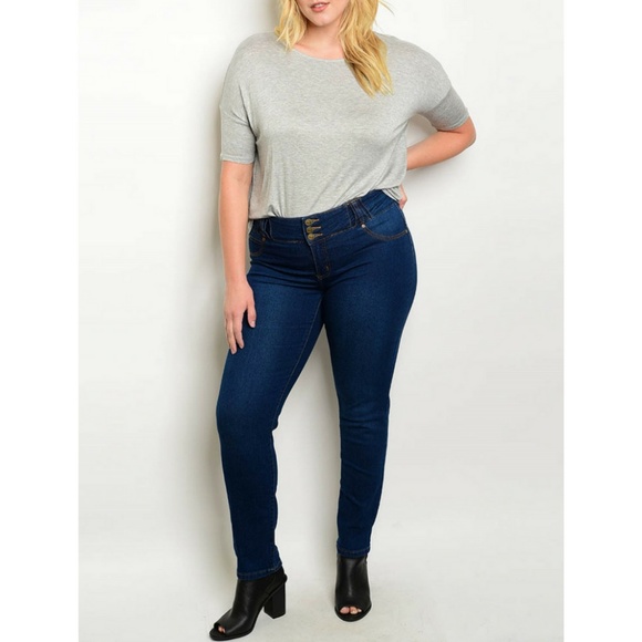 Dark Blue Plus Size Jeans {Kaba} - Picture 4 of 4